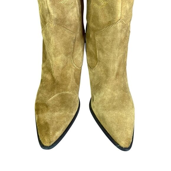 Mango Woman's Leather Suede Cowboy Western Boots Embroidery Camel sz 42EU/12US - Picture 8 of 14